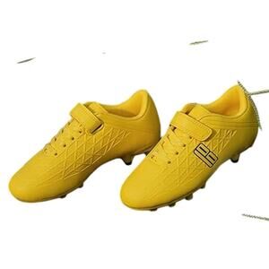 New Brooman Little Kids Size 2 Yellow Lace Up Hook Loop Soccer Cleas Spike Shoes